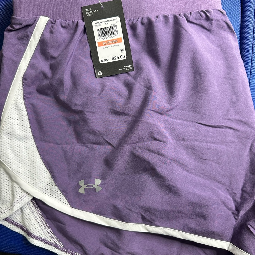Under Armour Women's Athletic Shorts in Purple and White